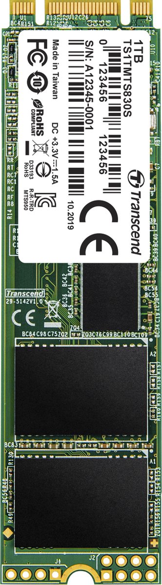 Transcend 830S SATA M.2 SSD 2280 harde schijf – 1 TB – M.2 SATA 6 Gb/s