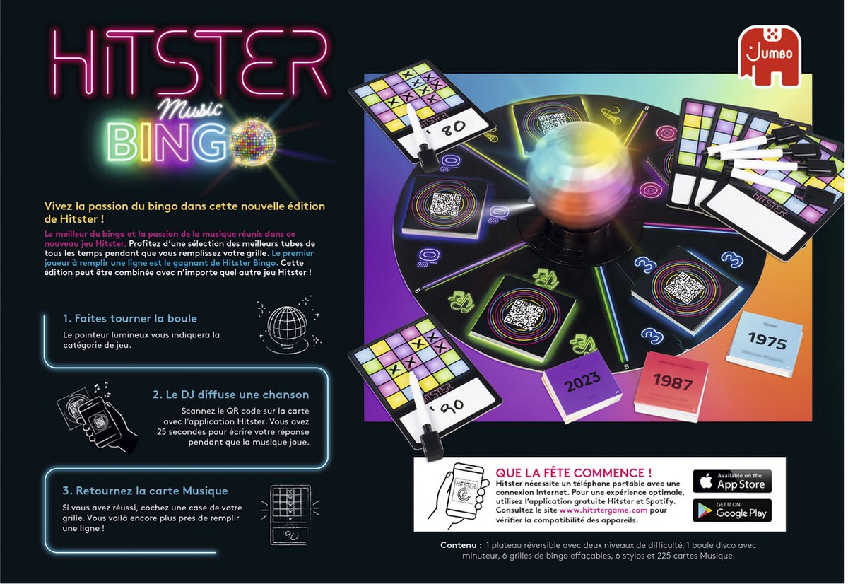 Jumbo - Hitster Bingo (FR) - Franstalig Partyspel - Franse editie - Actiespel — cadeau in Partyspellen - foto 6
