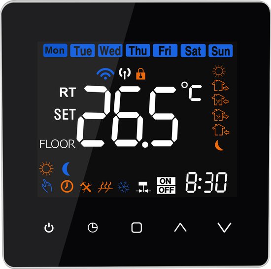 Foto: Helios 630 combi wifi tuya thermostaat voor infrarood panelen en elektrische vloerverwarming 16a zwart