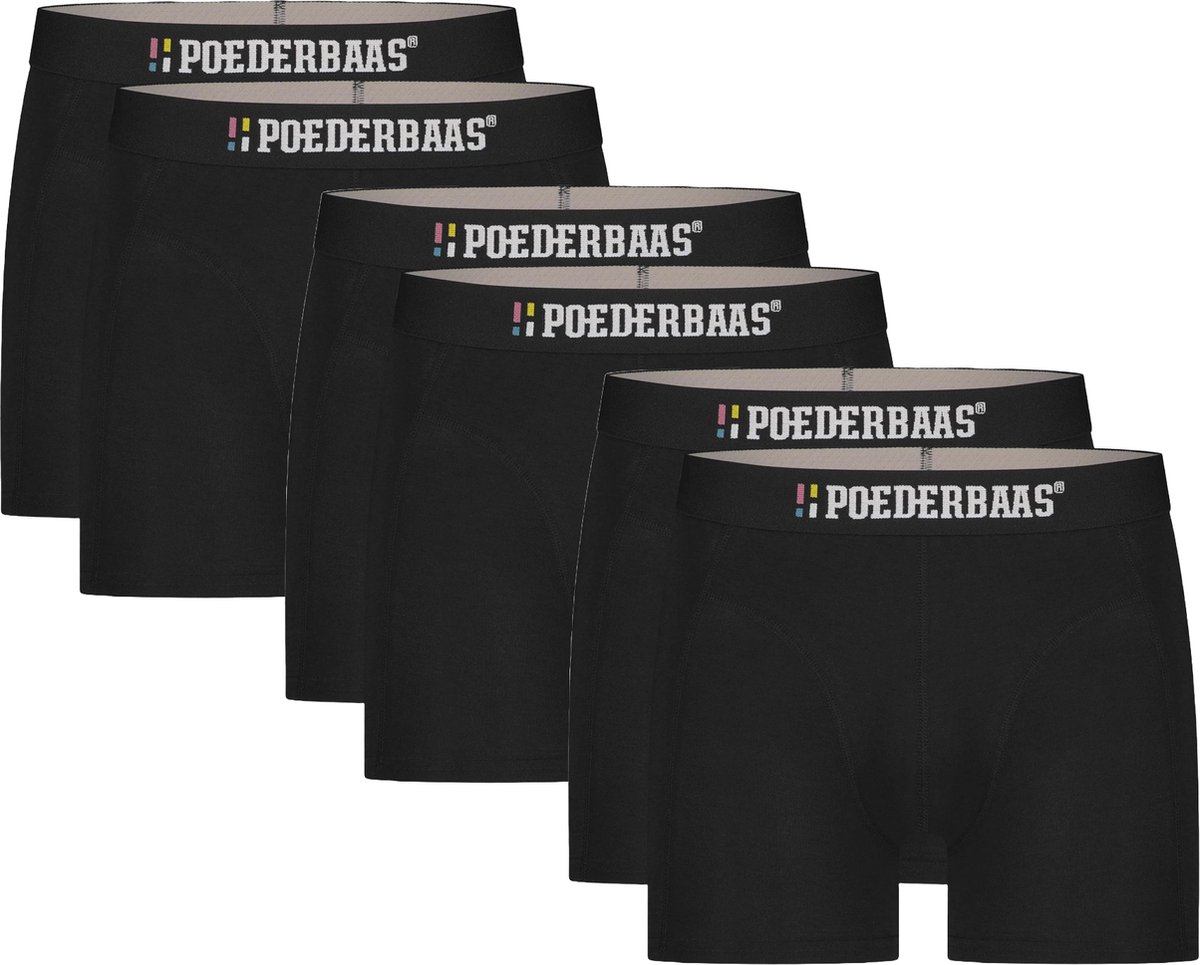 Poederbaas Bamboo Boxershorts (6-pack) - Zwart - Maat M - Boxershort Heren - Onderbroeken Heren - Bamboe