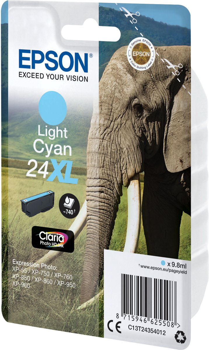 Epson cartridge 24XL Claria Photo HD Ink (Licht cyaan)