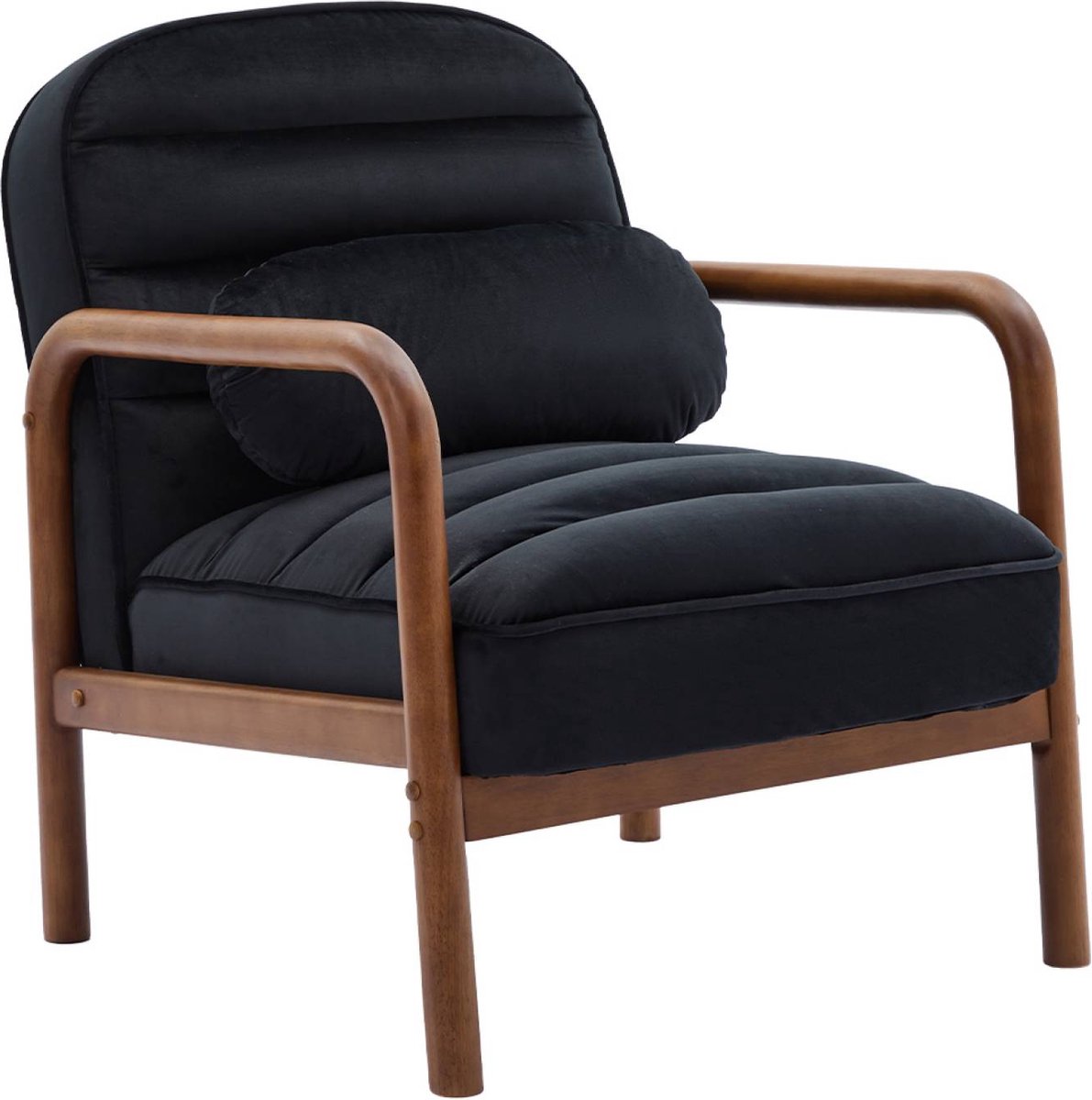 sweeek - Vintage fauteuil met walnootkleurig hout en fluweel - amélie