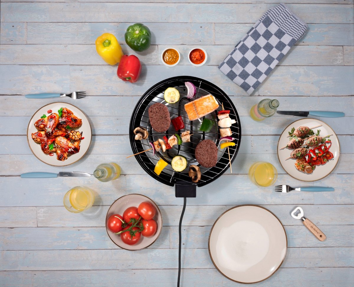 alpina Elektrische BBQ 1250W - Tafel Barbecue zonder Rook - Barbecuegrill met Grillrooster Ø30cm - Geschikt voor Binnen Gebruik - Zwart – foto 8