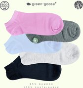 green-goose® Bamboe Footies | 5 Paar | Maat 36-38 | Grijs, Wit, Blauw | 85% Bamboe