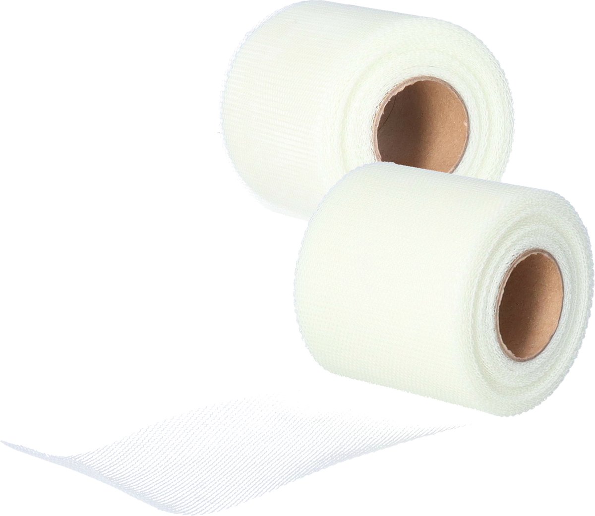 Tule stof op rol - 2x - lichtgeel - 7.5cm x 20meter - Organza/mesh decoratie stoffen