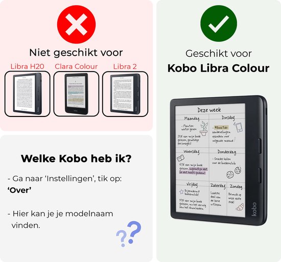 Hoesje Geschikt voor Kobo Libra Colour Hoesje Luxe Bescherm Case Trifold - Hoes Geschikt voor Kobo Libra Colour Hoes Book Cover - Eenhoorn van Hoesje  — afbeelding 2