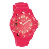 OOZOO Timepieces - Fluo roze horloge met fluo roze rubber band - C5055