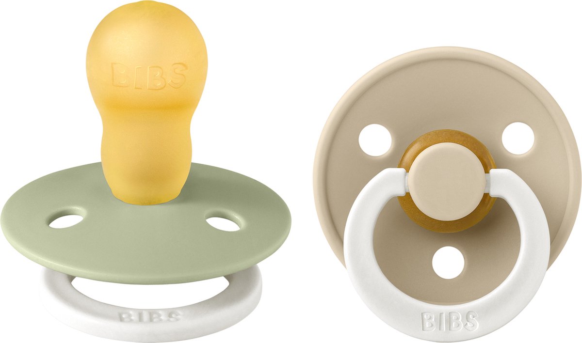 Goedkoopste Bibs Fopspeen Round Sage / Vanilla Glow Size 3 (2-Pack