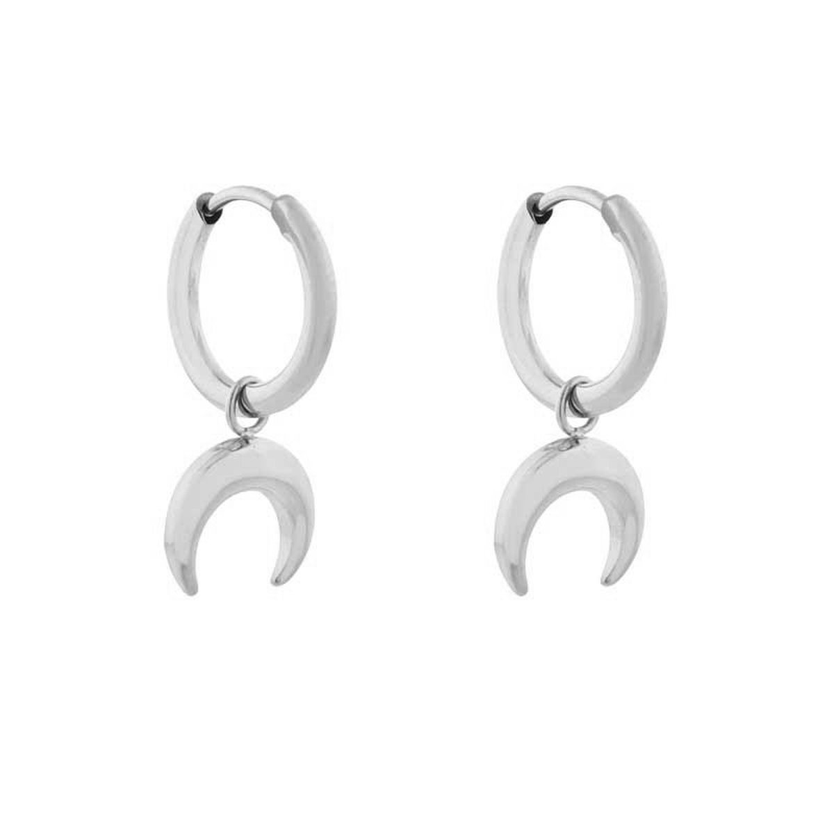Essentialistics - Oorbellen minimalistisch hoorn - Zilver - Stainless steel (verkleurt niet) - Kliksluiting