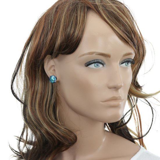 Behave Boucles d'oreilles - boucles d'oreilles clous - coquille d'ormeau - bleu - vert - 1,5 cm