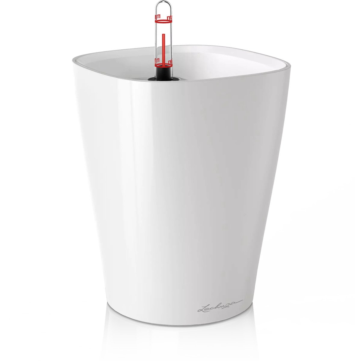 LECHUZA MINI DELTINI - Plantenbak - met uitneembare binnenbak - met bewateringssysteem - ALL-IN-ONE set met LECHUZA-PON - wit hoogglans