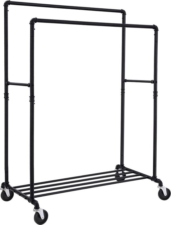 Rootz Clothes Rack - Clothing Display Stand - Garment Rack - Vintage Style - Space Saving - Easy Mobility - 100cm x 146/162cm x 59cm