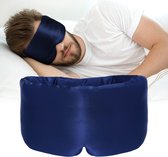 Masque de nuit en soie - grand masque de nuit en soie 100 % douce pour la peau - Velcro réglable - pour la maison et les voyages - 1 pièce (bleu marine)