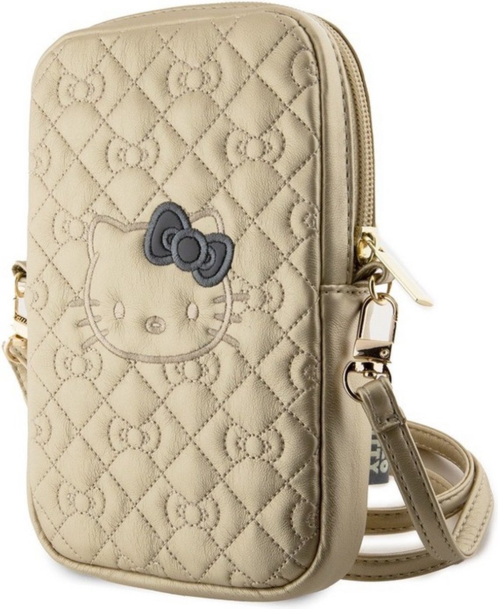 Hello Kitty Quilted Heuptas met Riem (Scherm tot 7 Inch) - Goud