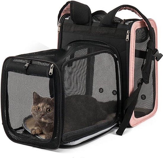Sac à Dos Respirant et Réglable pour Chiens et Chats Pliable, Adaptable aux Petits Animaux 1-4kg (M, Noir