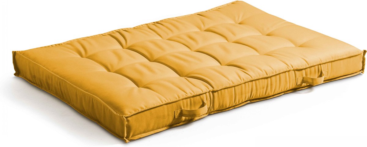 Oviala - Geel gestoffeerd kussen voor pallets 120 x 80 cm - Cuzco