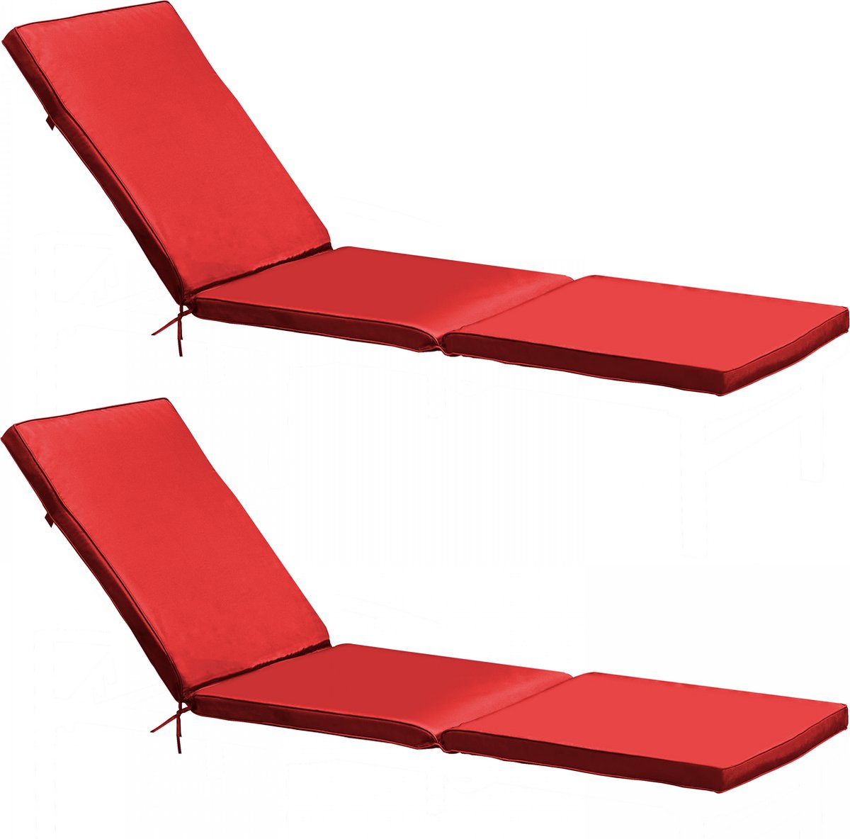 Oviala - Set van 2 rode polyester zonnebedkussens 186 x 53 x 5 cm - Picchu