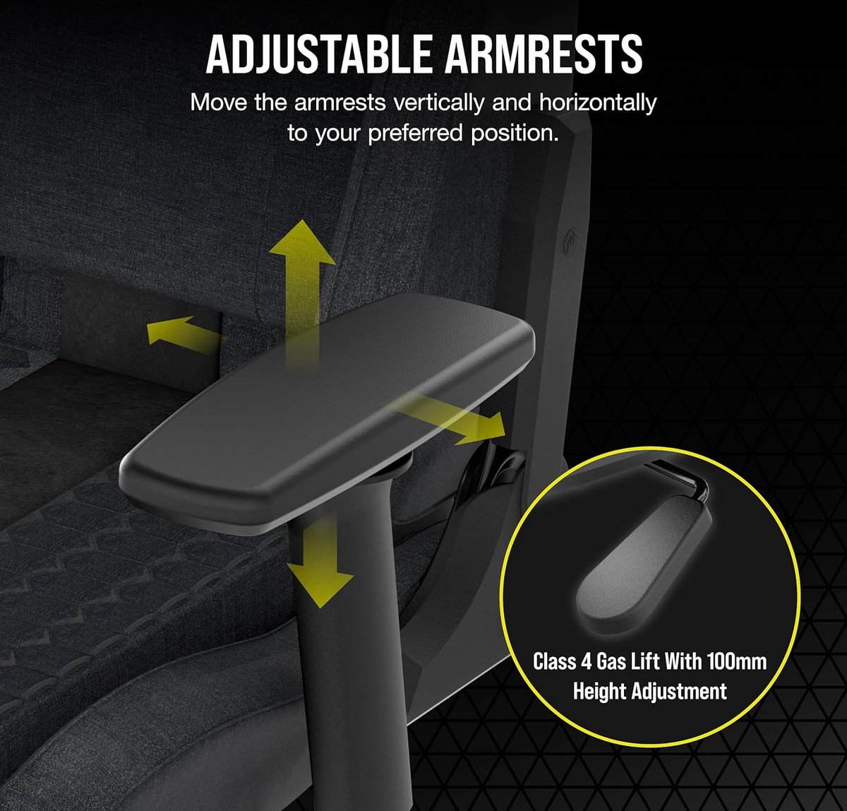 Corsair TC100 - Relaxed Gaming Stoel - Stoffen - Zwart/Grijs - afbeelding 3