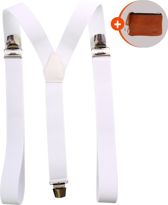 Safekeepers bretels heren - Bretels - bretels heren volwassenen - bretellen voor mannen - bretels heren met brede clip - wit