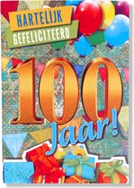 Hourra 100 ans ! Carte d'anniversaire de Luxe - 12x17cm - Carte de vœux pliée avec enveloppe - Carte d'âge