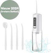 Luxevo Waterflosser - Flosapparaten - Monddouche - Draadloos - 3 Standen - 250ML Watertank - Elektrisch Flosapparaat - Elektrische Tandenflosser - 4 Opzetstukken - Langere Batterijduur - Wit