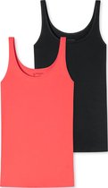 Schiesser 2-Pack dames hemden - Organic 95/5 - zwart/rood - 42