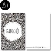 25x Minikaartje / kleine kaartjes | KADOOTJE | 85 x 55 mm | voor bij wijn, bonbons, taart, boek of ander kado