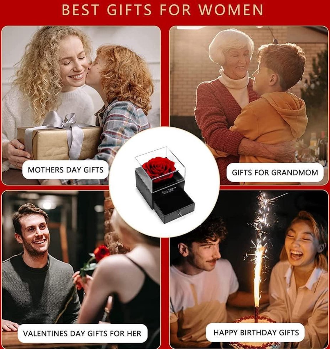 Impouo Geconserveerde Rosen, cadeaus voor haar, verjaardags- en Kerstmis cadeaus voor vrouwen, mama, vriendin, echtgenote, oma, Valentijnsdag