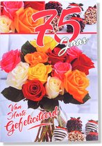 Hoera 75 Jaar! Luxe verjaardagskaart - 12x17cm - Gevouwen Wenskaart inclusief envelop - Leeftijdkaart