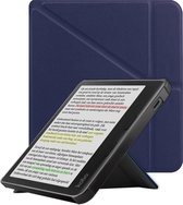 Hoes Geschikt voor Kobo Libra Colour Hoesje Bookcase Cover Book Case Hoes Sleepcover Trifold - Donkerblauw