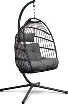 Chaise suspendue Swoods Egg – Chaise suspendue avec support – Chaise Egg – jusqu'à 150 kg – Zwart/ Gris foncé