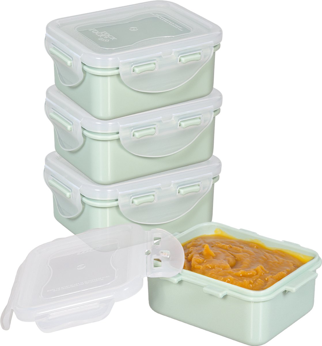 Goedkoopste Lock&Lock Bewaarbakjes Babyvoeding - Diepvriesbakjes - Babyhapjes - Melkpoeder - Moedermelk - Invriezen - Snackdoosjes - Lekvrij - Luchtdicht - BPA vrij - 180 ml - Pastel Groen - Set van 4 stuks - LocknLock