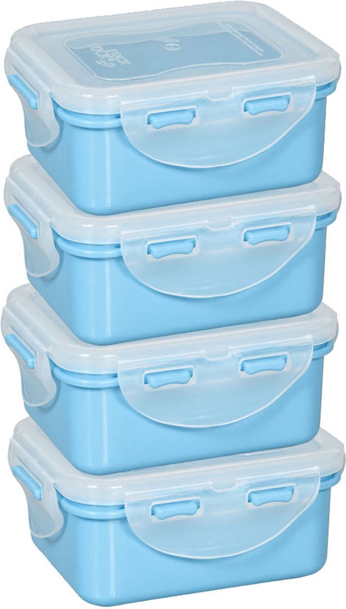 Lock&Lock Bewaarbakjes Babyvoeding - Diepvriesbakjes - Babyhapjes - Melkpoeder - Moedermelk - Invriezen - Snackdoosjes - Lekvrij - Luchtdicht - BPA vrij - 180 ml - Pastel Blauw - Set van 4 stuks - LocknLock van Lock&Lock — afbeelding 2