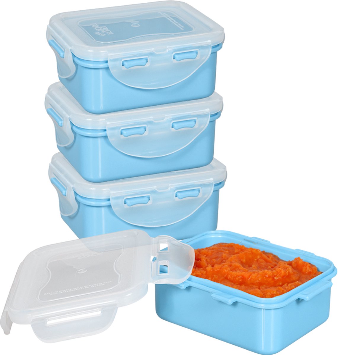 Goedkoopste Lock&Lock Bewaarbakjes Babyvoeding - Diepvriesbakjes - Babyhapjes - Melkpoeder - Moedermelk - Invriezen - Snackdoosjes - Lekvrij - Luchtdicht - BPA vrij - 180 ml - Pastel Blauw - Set van 4 stuks - LocknLock