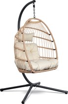 Swoods Egg Hangstoel – Hangstoel met standaard – Egg Chair – tot 150kg – Natural