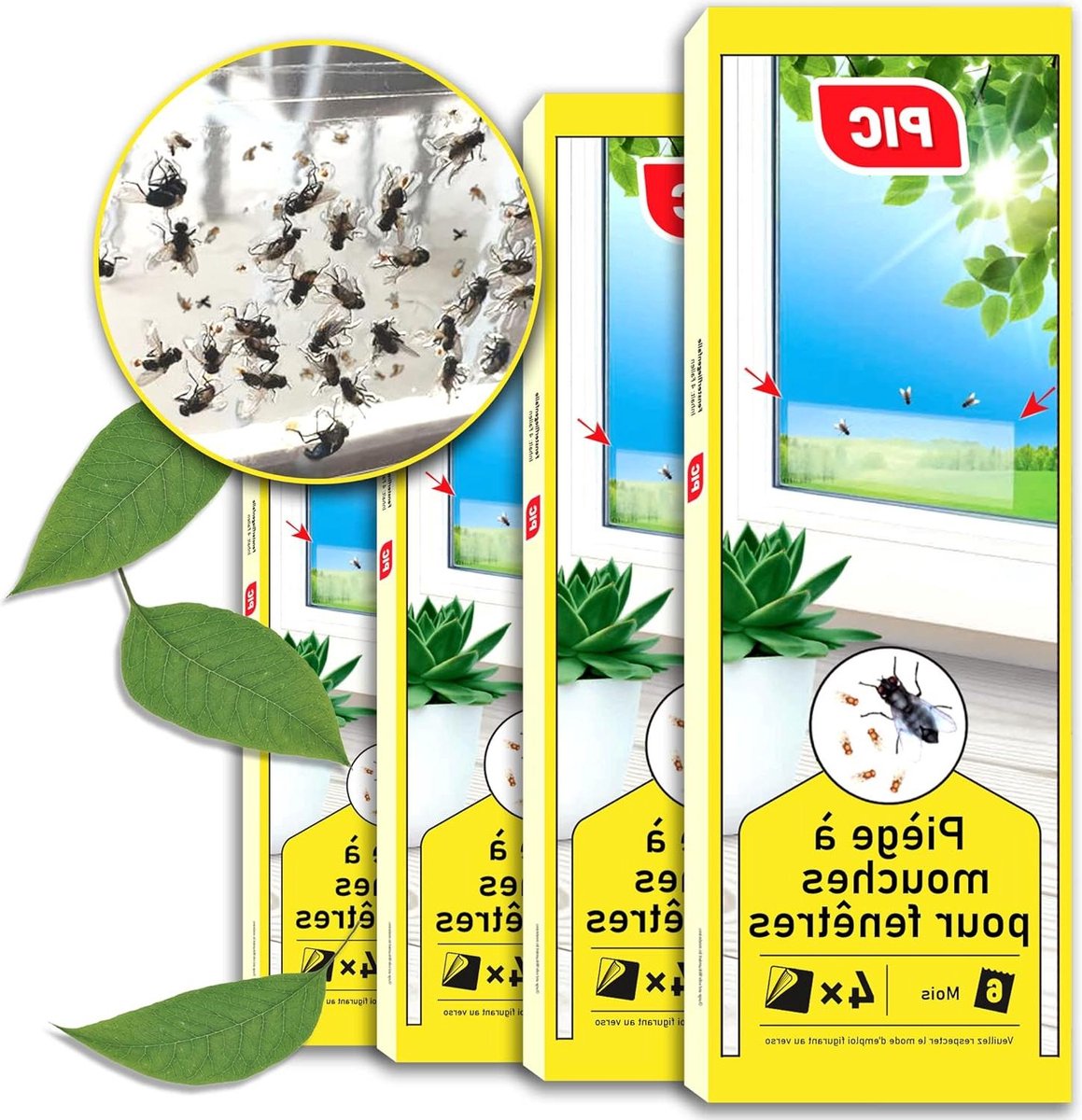 Window Flycatcher - 16 Pieces - Catch Flies and Fruit Flies - Non-Toxic Odorless Glue