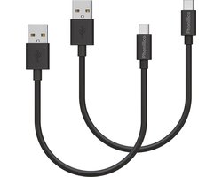 2x USB C naar USB A Kabel Zwart - 0,2 meter - Oplaadkabel voor Redmi Note 14 Pro Plus / Redmi Note 14 Pro / Redmi Note 14 / Xiaomi Redmi Note 13 Pro Plus / Note 13 Pro / Note 13
