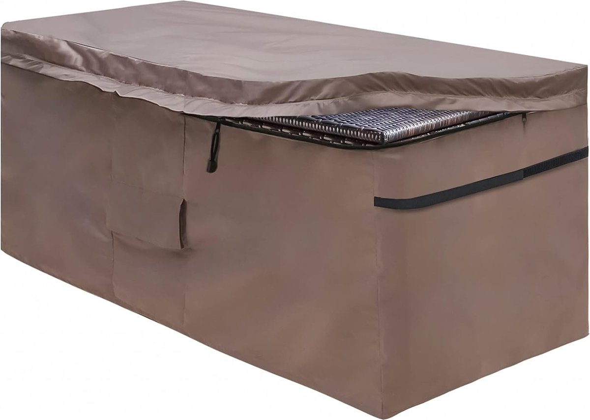 Bol.com Hoes Voor Tuin Opbergbox Kussenbox Beschermhoes Met Ritssluiting Deksel En Luchtschacht Waterdicht 420D Oxford Bruin (13... aanbieding