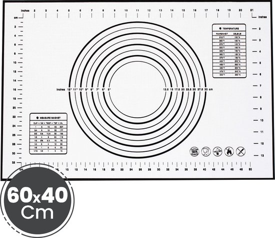 Ketchy - Deegmat - Bakmat - Ovenmat - Zwart - Deegmat 60x40 cm - Bakken - Koken - Cadeau - BPA vrij - Herbruikbaar - 1 stuk