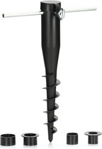 Support de parasol en plastique - douille de sol pour le jardin - pied pour parasols - pied de parasol avec tige à vis - piquet de terre avec mât de diamètre 25-45 mm (noir)