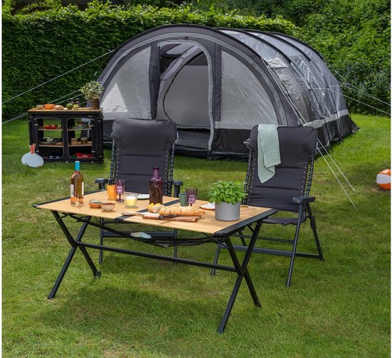 Oklahoma Campingtafel, dienblad, bamboelook, roltafel, 140 x 80 x 70 cm, verstelbare poten, weerbestendig, draagtas van Greemotion — afbeelding 3