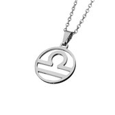 Collier signe du zodiaque couleur argent Balance