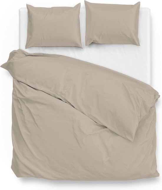 Zohome Dekbedovertrek Satinado - Effen Bedlinnen - 240x220 - Beige - Dekbedhoes van 100% Katoen-Satijn