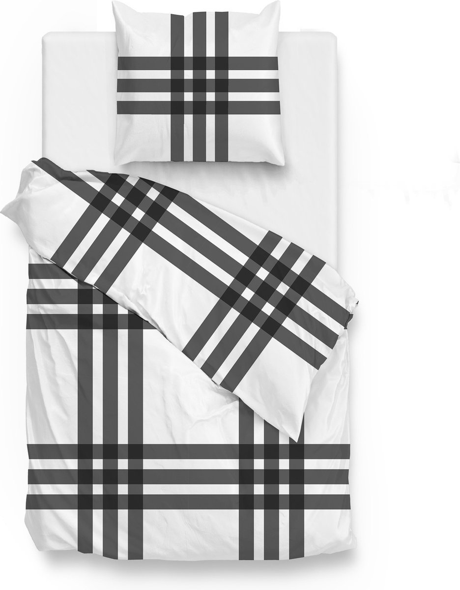 Zohome Mendel Dekbedovertrek - Eenpersoons - Flanel - 140x200-220cm - Wit