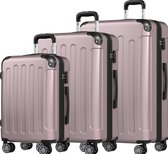 Bol.com TRVLMORE Kofferset - 3 Delig - 45L Handbagage + 75L en 115L Ruimbagage - TSA Slot - Lichtgewicht - Reiskoffer set - Rosé... aanbieding