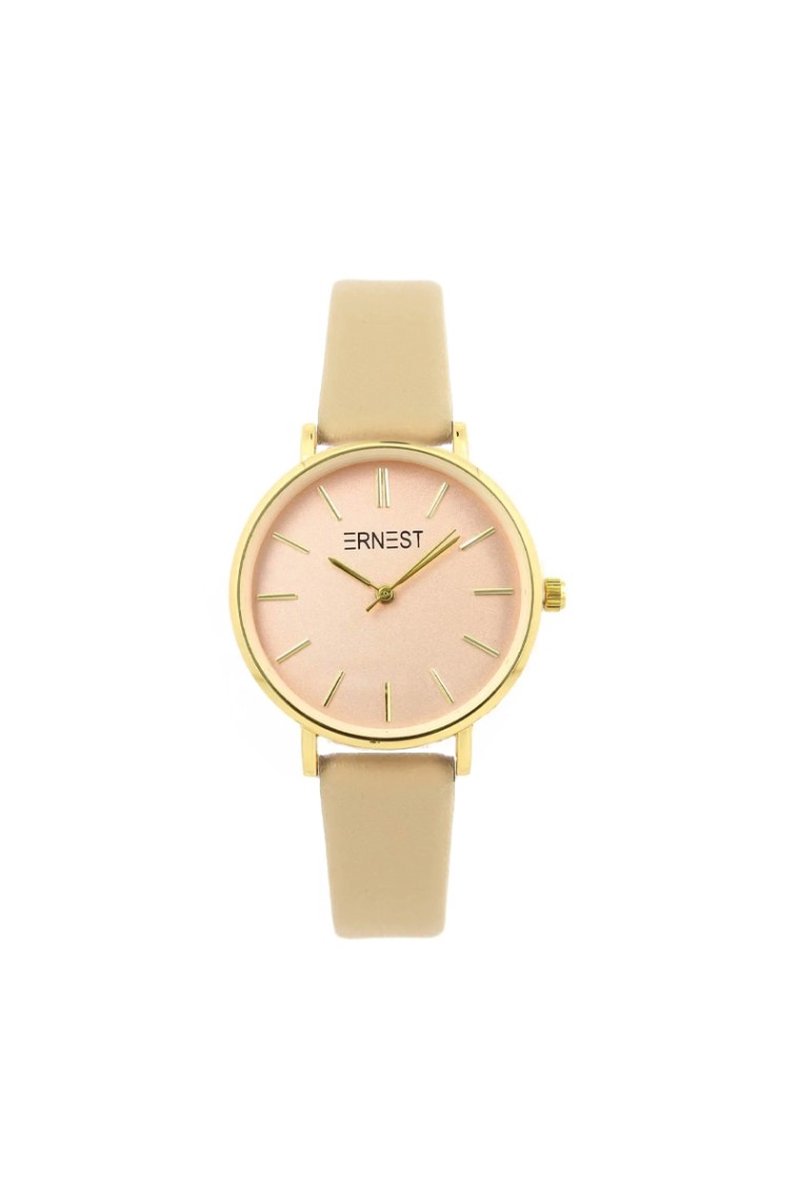 Ernest Gold-Cindy - Horloge - Nikkelvrij - Roestvrijstaal (RVS) - Beige - Goud