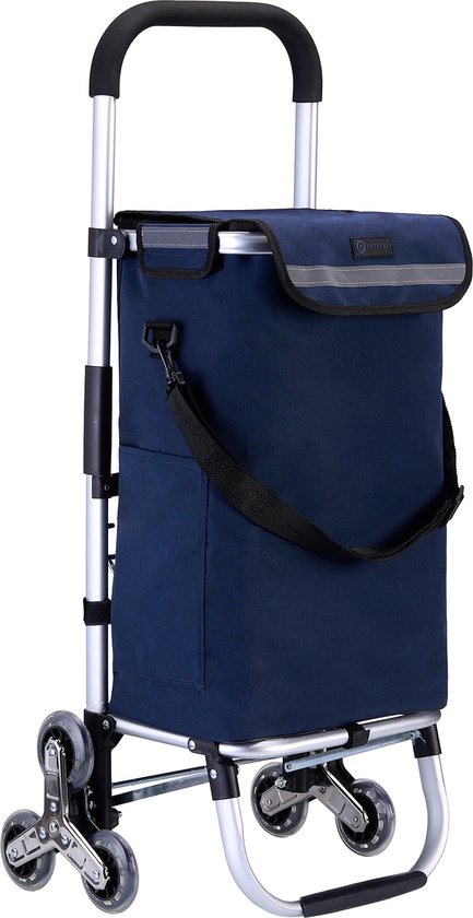 Packaway Boodschappentrolley met 6 wielen voor trappen - 40L - boodschappenwagen - steekwagen functie - BLAUW