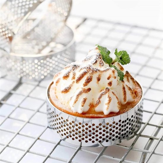 caapmony 10 stuks ronde taartringen met gaten roestvrij staal fruit cake quiches cake mousse vorm keuken bakvorm 7 cm