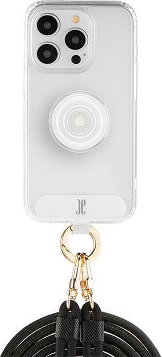 Just Elegance Hard Case Back Cover met PopGrip en koord voor Apple iPhone 15 Pro - Transparant