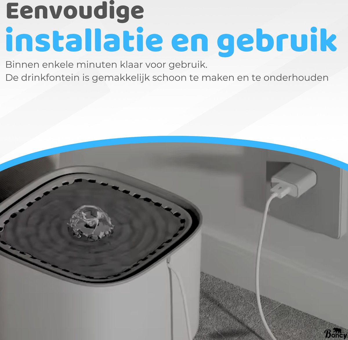 Boncy® Luxe Drinkfontein Kat & Hond - Waterfontein met Stille Pomp - XL Reservoir 3,0L - Automatisch Circulatie Filter - Kattenfontein Zwart - drinkfonteinen - Katten fontein drinkbak - waterdispenser thumbnail 7